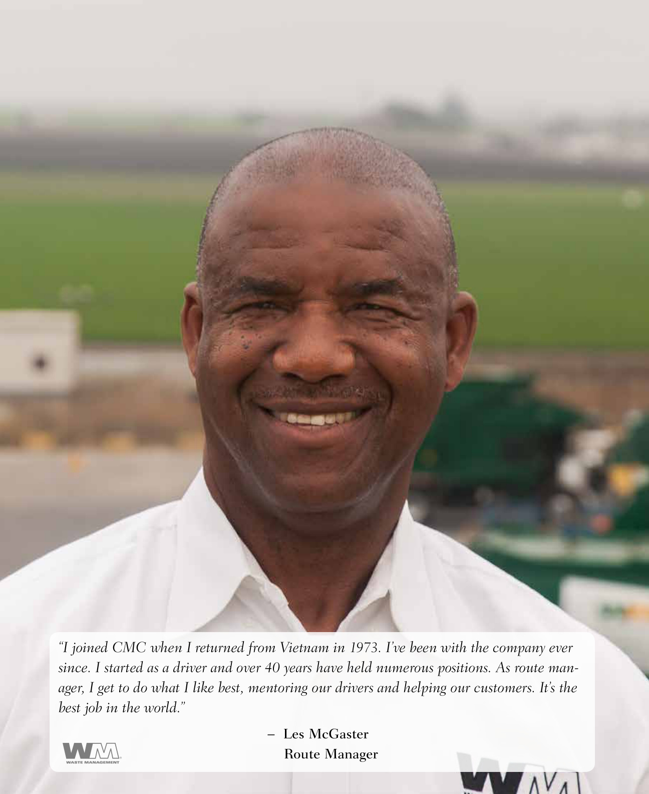 Monterey tab — Les McGaster, Route Manager, Vietnam veteran, 40 years with CMC