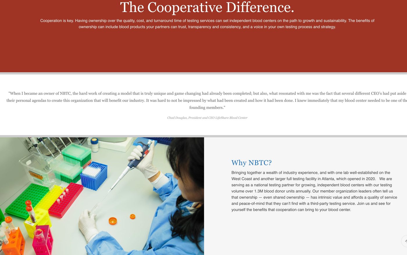 NBTC website — The Cooperative Difference section in Product Red