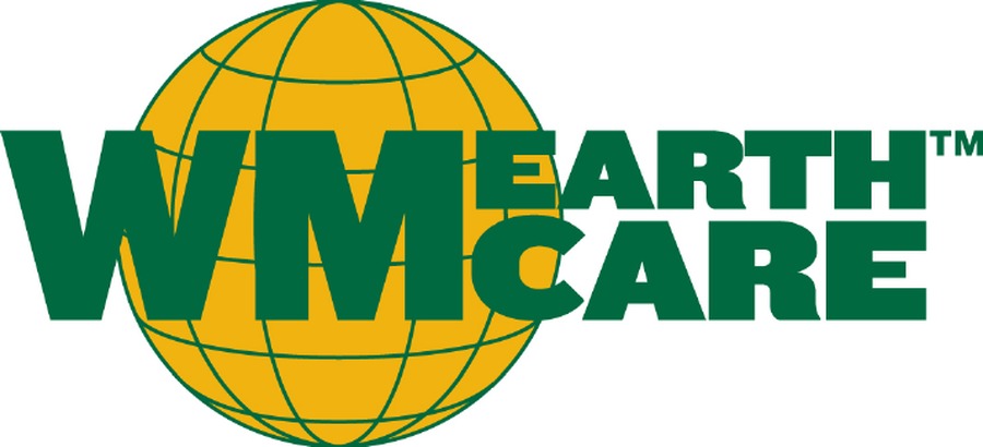 WM EarthCare original logo — globe mark with WM parent identity, corporate green and yellow